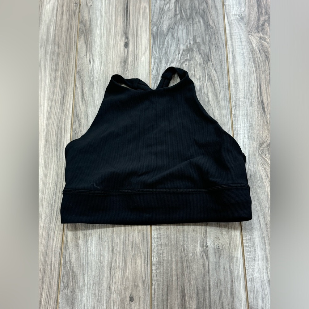 Lululemon Ribbed Highneck Energy bra longline Black Size 6